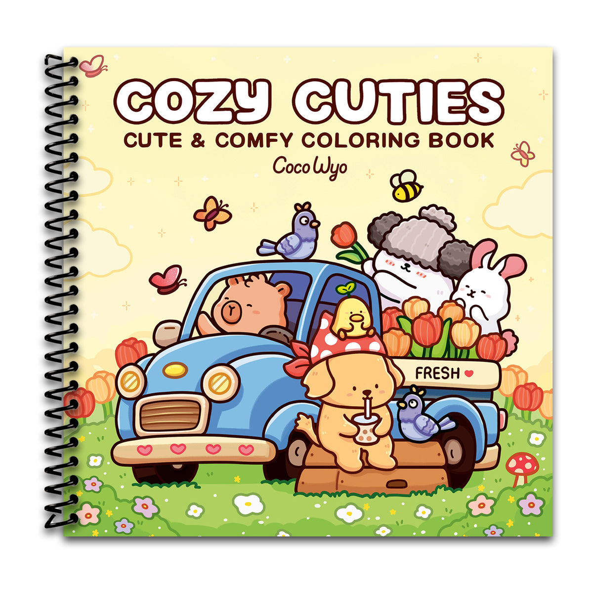 Cozy Cuties: Coloring Book for Adults and Kids (Cozy Spaces Coloring) (Spiral bound) Happy Coil spiral bound book