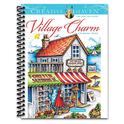 Creative Haven Village Charm Coloring Book (Adult Coloring Books: In The Country)   (Spiral bound)