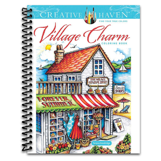 Creative Haven Village Charm Coloring Book (Adult Coloring Books: In The Country)   (Spiral bound)