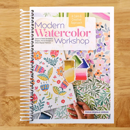 Modern Watercolor Workshop: Learn to Paint Geometric Shapes, Floral Designs & Other Repeat Patterns - A Calm & Creative Approach (Spiral bound) Happy Coil spiral bound book