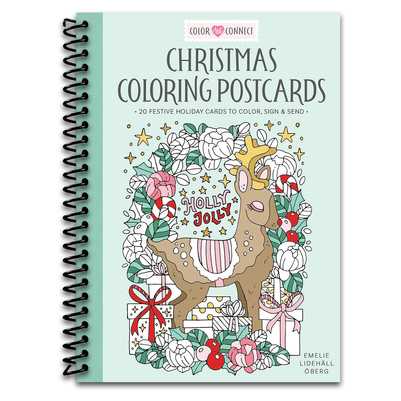 Christmas Coloring Postcards: 20 Festive Holiday Cards to Color, Sign, and Send (Color and Connect, 2) (Spiral bound) Happy Coil spiral bound book