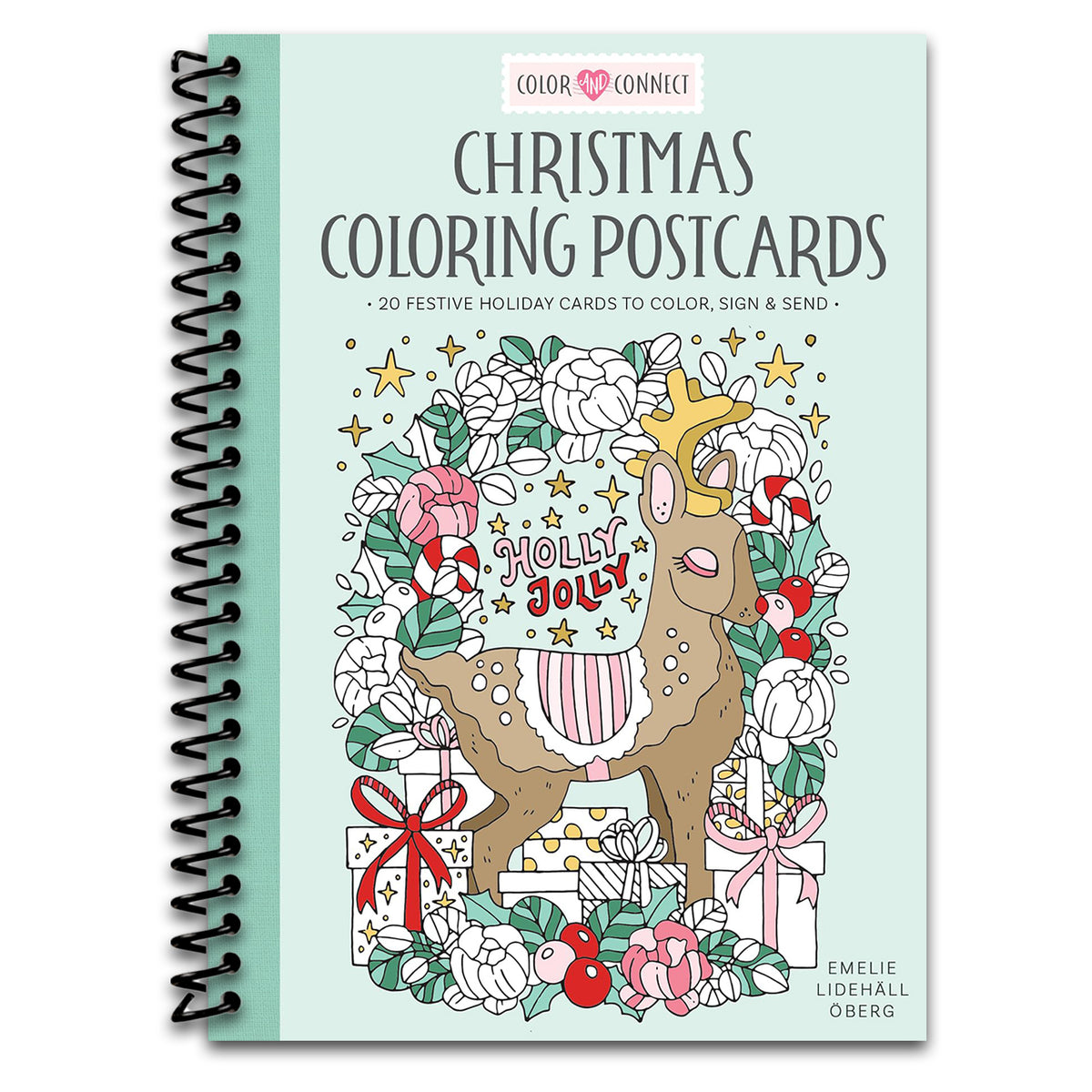 Christmas Coloring Postcards: 20 Festive Holiday Cards to Color, Sign, and Send (Color and Connect, 2) (Spiral bound) Happy Coil spiral bound book