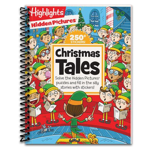 Christmas Tales: Must-Have Christmas Book for Kids with Christmas Puzzles, Over 250 Stickers and Silly Stories (Highlights Hidden Pictures Silly Sticker Stories) (Spiral bound) Happy Coil spiral bound book