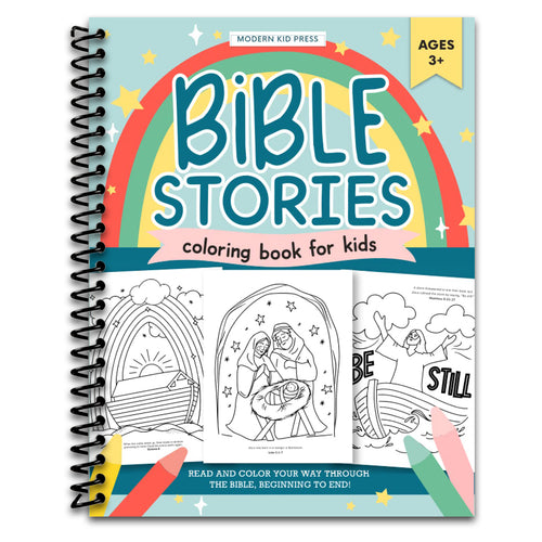 The Bible Stories Christian Coloring Book for Kids: Read and Color Your Way Through the Bible, Beginning to End   (Spiral bound)