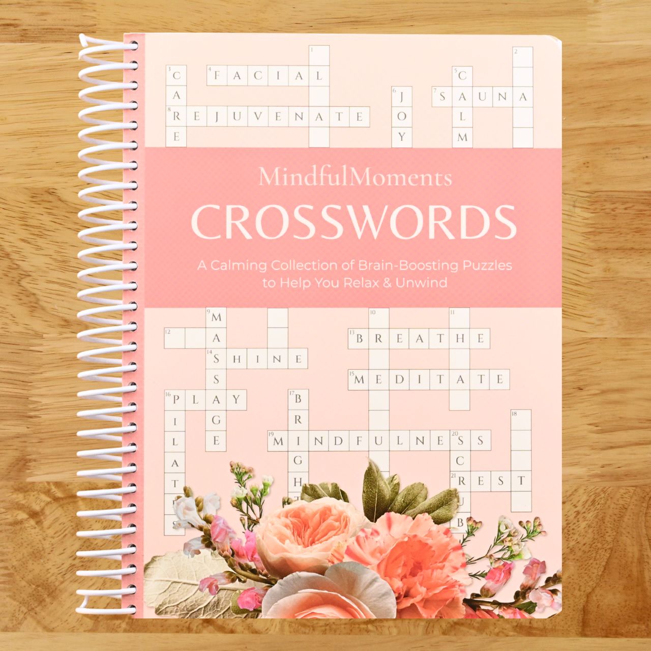 MindfulMoments Crosswords: A Calming Collection of Brain-Boosting Puzzles to Help You Relax & Unwind (Spiral bound) Happy Coil spiral bound book