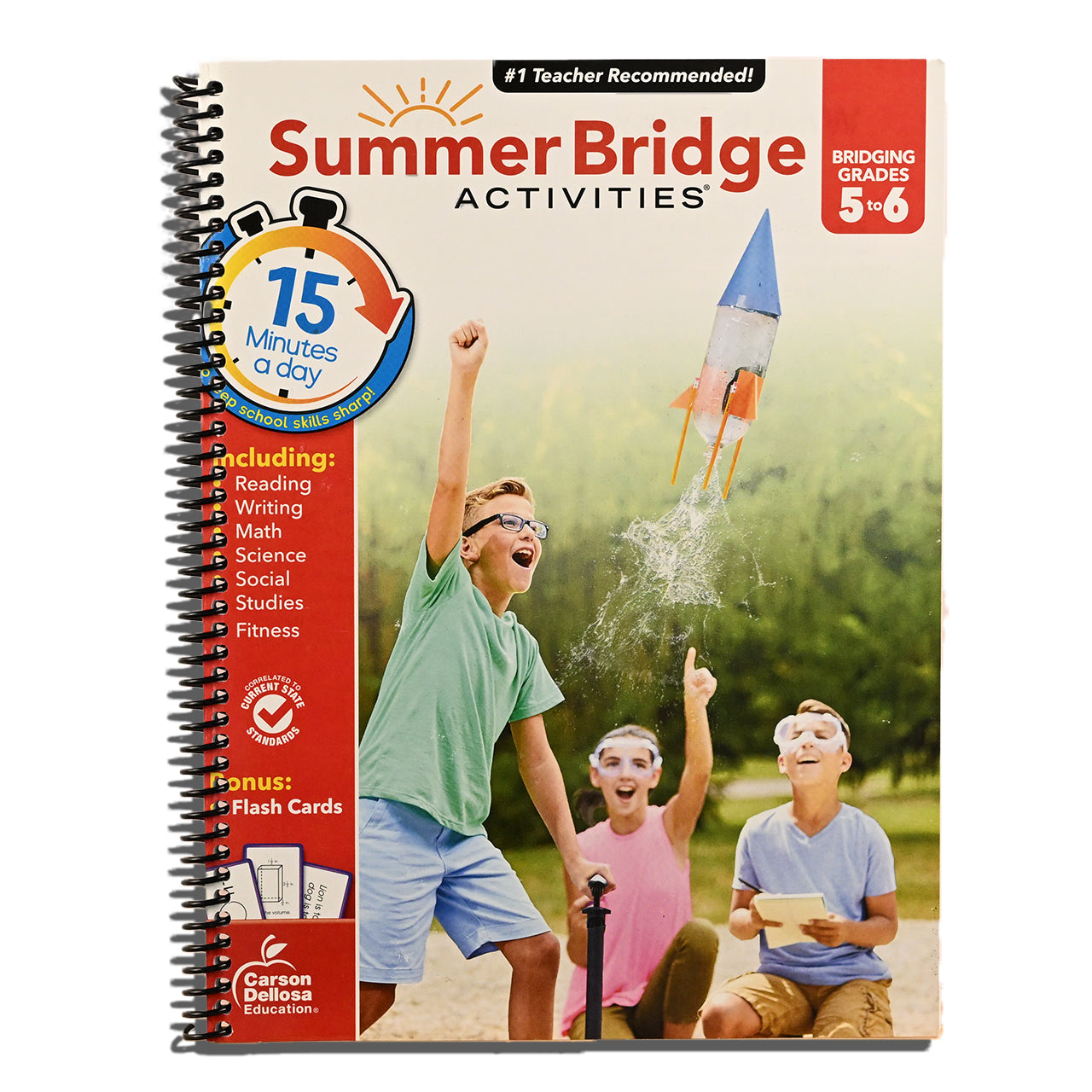 Summer Bridge Activities 5th to 6th Grade Workbooks All Subjects, Middle School Books With Math, Language Arts, Reading Comprehension, Science, Social Studies, Fitness, Flash Cards, and More (Volume 7) (Spiral bound) Happy Coil spiral bound book
