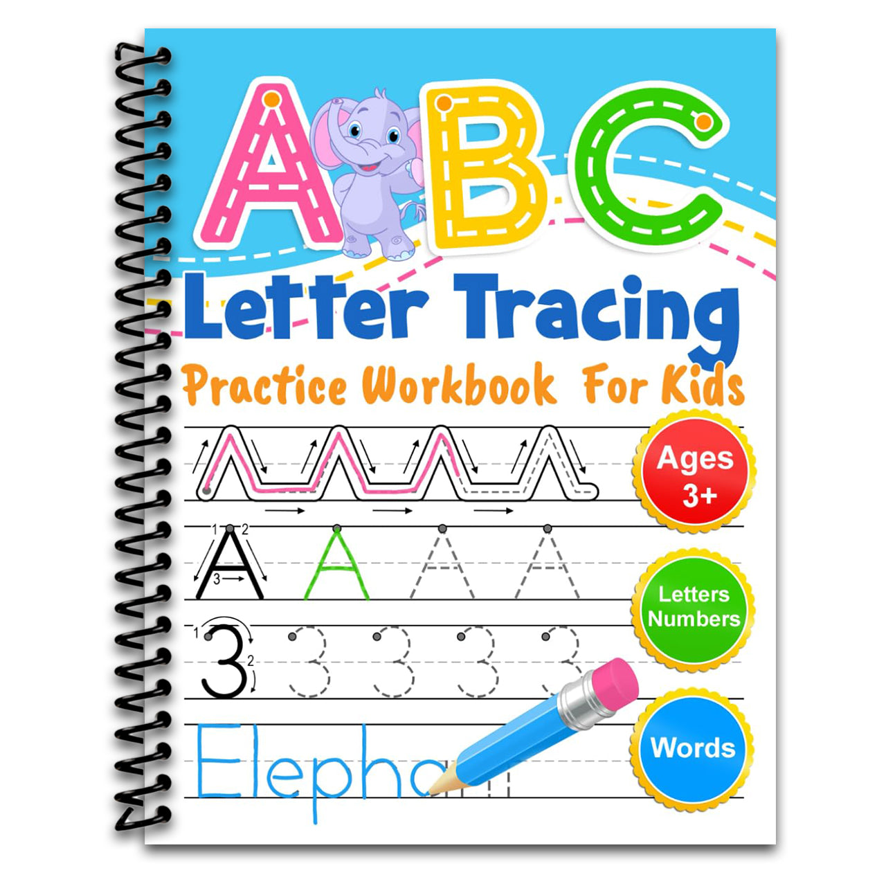 ABC Letter Tracing Practice Workbook for Kids: Learning To Write Alphabet, Numbers and Line Tracing. Handwriting Activity Book For Preschoolers, Kindergartens. (Spiral bound) Happy Coil spiral bound book