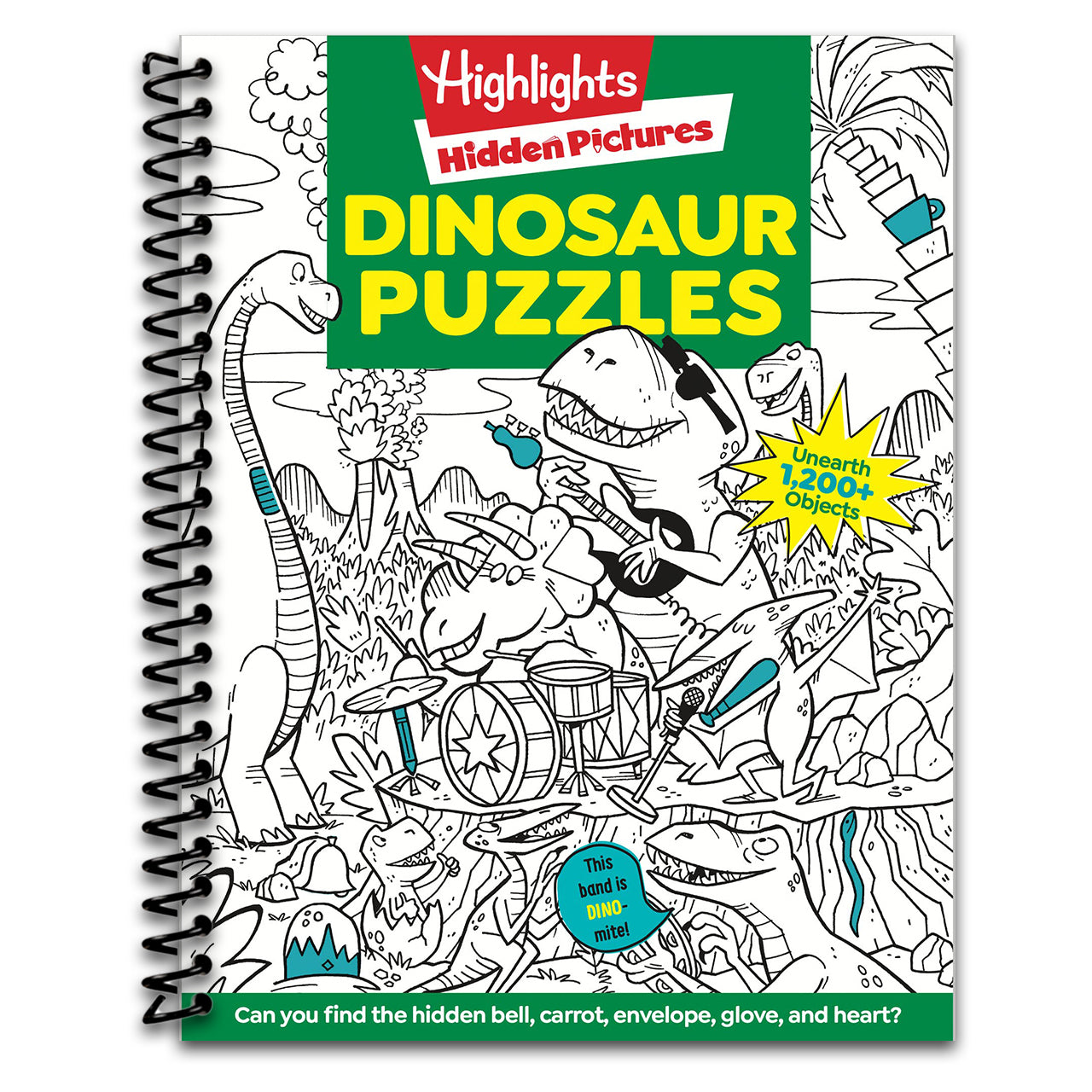 Dinosaur Puzzles: Roaring Fun Hidden Pictures Puzzles with T-rex, Fossils and More for Kids Ages 6-12, Over 1,900 Hidden Objects for the Ultimate Dino-Themed Activity Book   (Spiral bound)