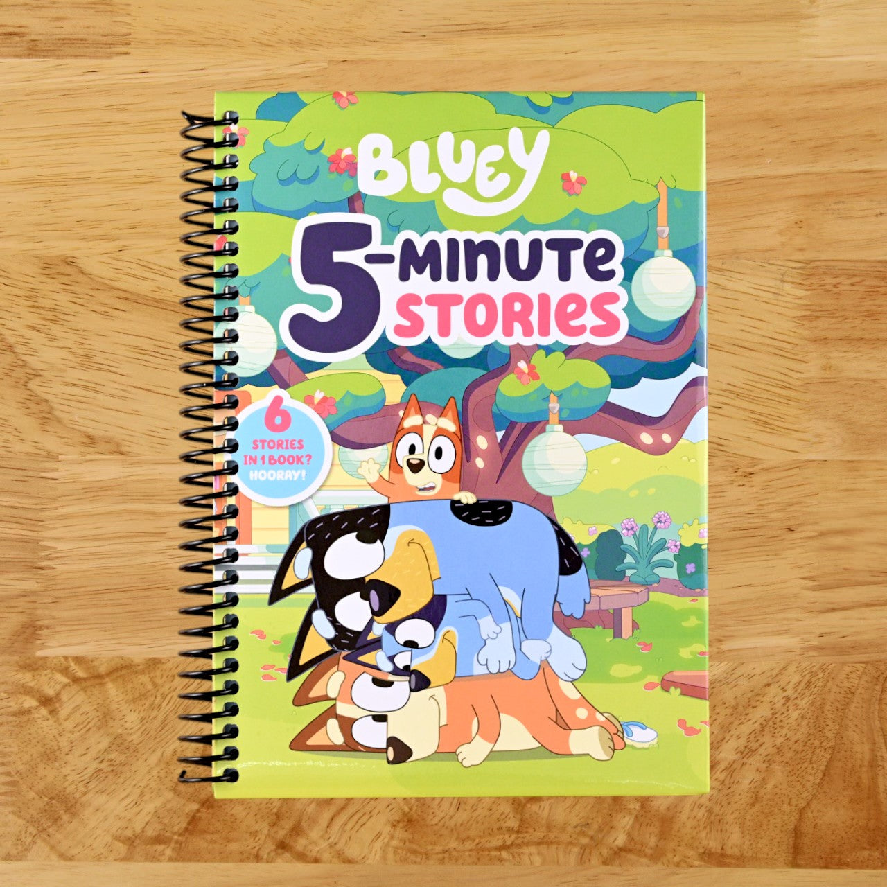 Bluey 5-Minute Stories: 6 Stories in 1 Book? Hooray! (Spiral bound) Happy Coil spiral bound book