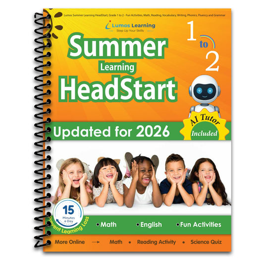 Lumos Summer Learning HeadStart, Grade 1 to 2 - Fun Activities, Math, Reading, Vocabulary, Writing, Phonics, Fluency and Grammar: Standards-Aligned ... (Summer Learning HeadStart by Lumos Learning)