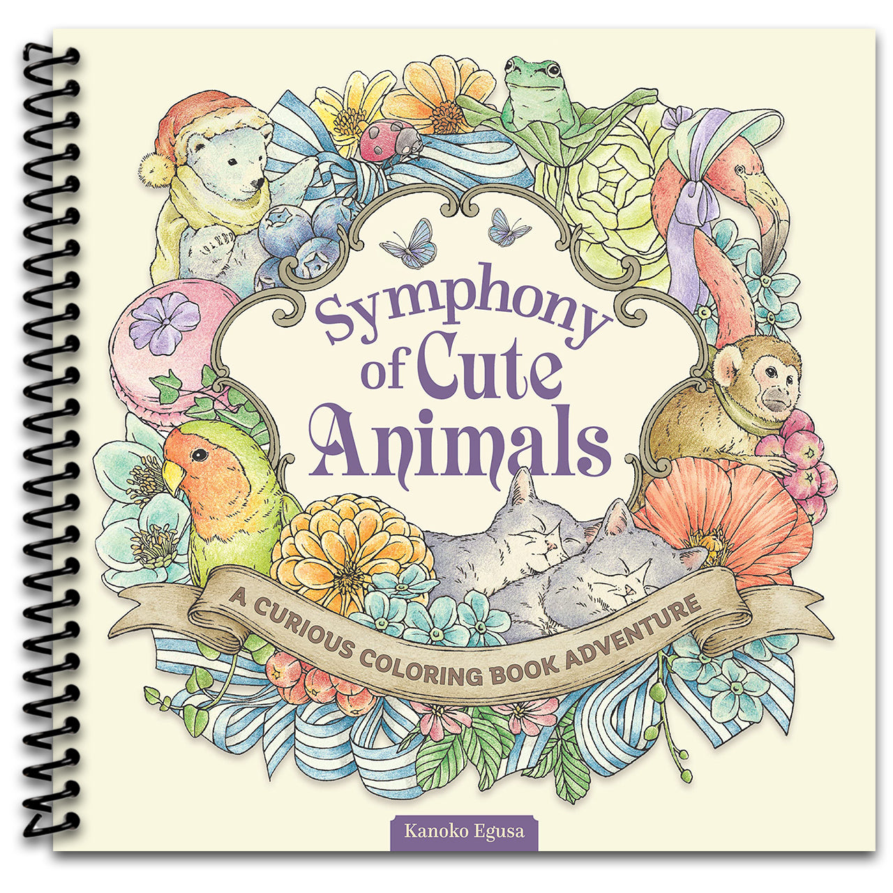 Symphony of Cute Animals: A Curious Coloring Book Adventure (Design Originals) Adult Coloring Book - 72 Fantasy Designs in a Magical Fairy-Tale-Inspired Setting [English Version of the Japanese Book] (Spiral bound) Happy Coil spiral bound book