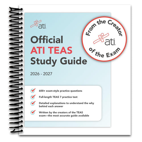 Official ATI TEAS Study Guide 2026-2027 9E (Spiral bound) Happy Coil spiral bound book