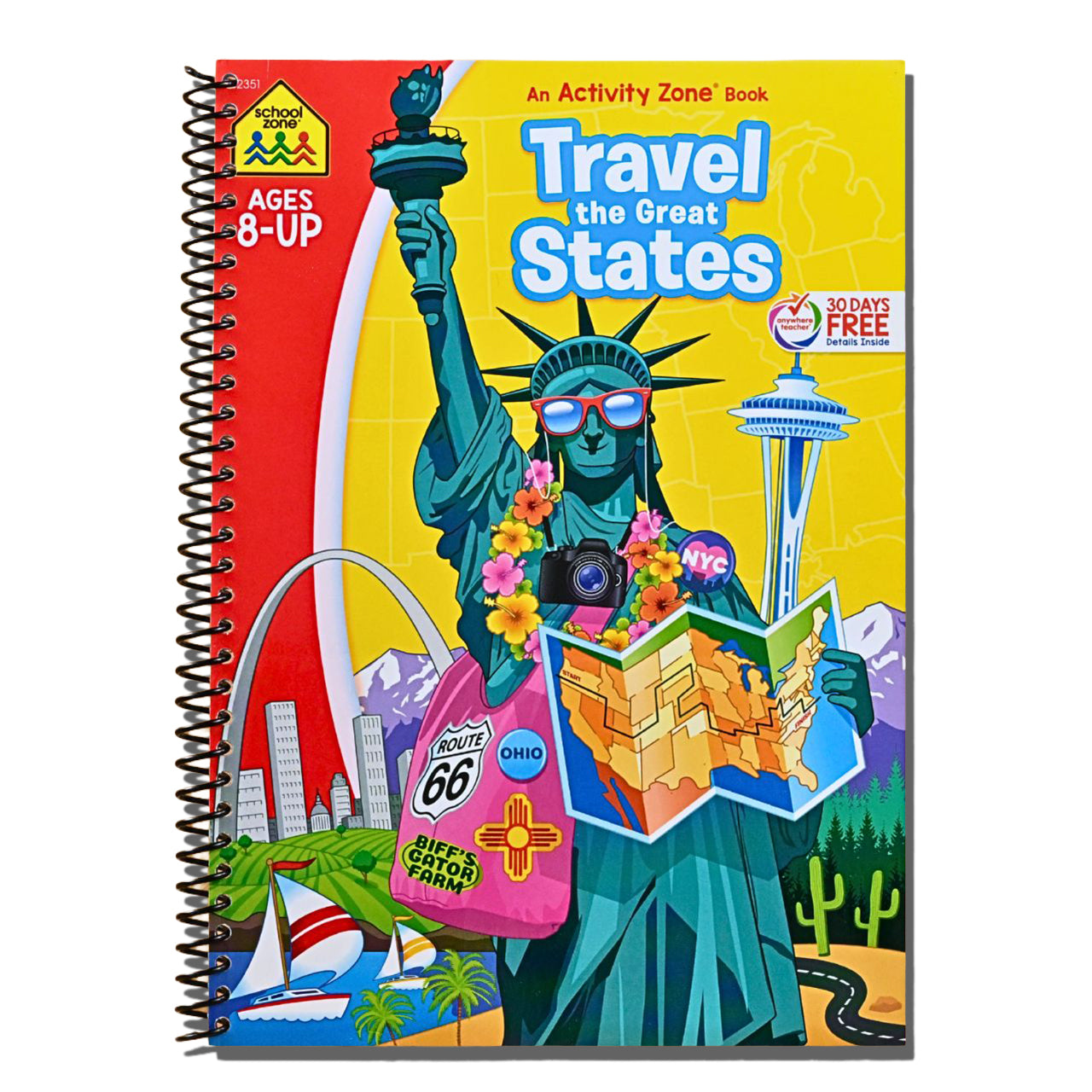 School Zone Travel the Great States Workbook: 64 Pages, 3rd Grade, Geography, Map-Reading, United States, Ages 8+ (Activity Zone Book Series)   (Spiral bound)