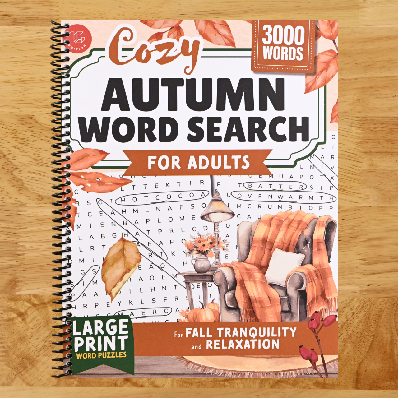 Cozy Autumn Word Search for Adults: Large Print Word Puzzles for Fall Tranquility and Relaxation (Word Find Books For Adults) (Spiral bound) Happy Coil spiral bound book