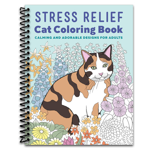 Stress Relief Cat Coloring Book: Calming and Adorable Designs for Adults   (Spiral bound)