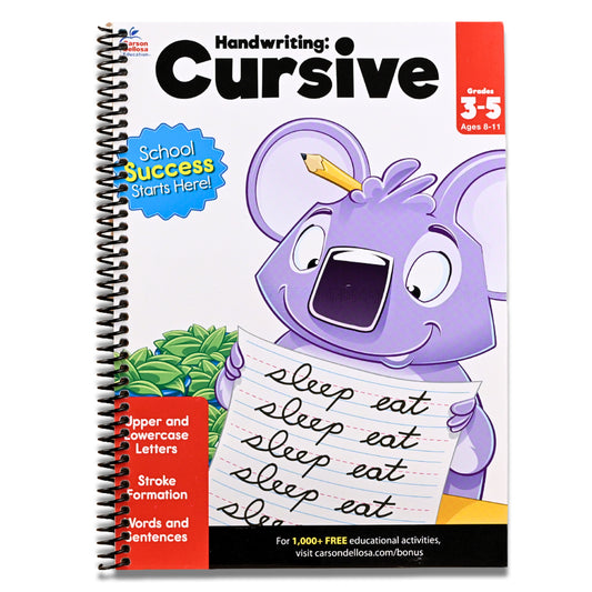 Carson Dellosa Grades 2-5 Cursive Handwriting Workbook, Writing Book With Sight Words, Sentences, and Letter Tracing Activities, Classroom or Homeschool Curriculum