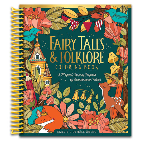 Fairy Tales & Folklore Coloring Book: A Magical Journey Inspired by Scandinavian Fables (Spiral bound) Happy Coil spiral bound book