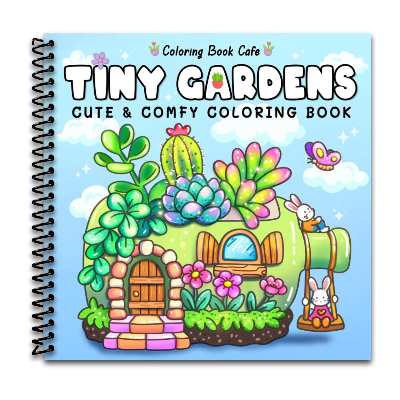 Tiny Gardens: Cute & Comfy Coloring Book for Adults and Teens Featuring Adorable Garden Scenes (Spiral bound) Happy Coil spiral bound book