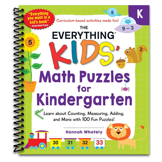 The Everything Kids' Math Puzzles for Kindergarten: Learn about Counting, Measuring, Adding, and More with 100 Fun Puzzles! (Everything® Kids Series)   (Spiral bound)