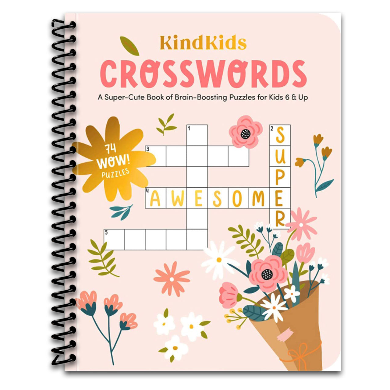 KindKids Crosswords: A Super-Cute Book of Brain-Boosting Puzzles for Kids 6 & Up   (Spiral bound)