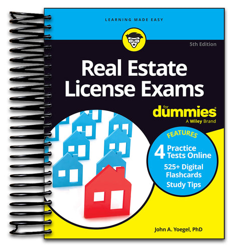 Real Estate License Exams For Dummies: Book + 4 Practice Exams + 525 Flashcards Online (Spiral bound) Happy Coil spiral bound book