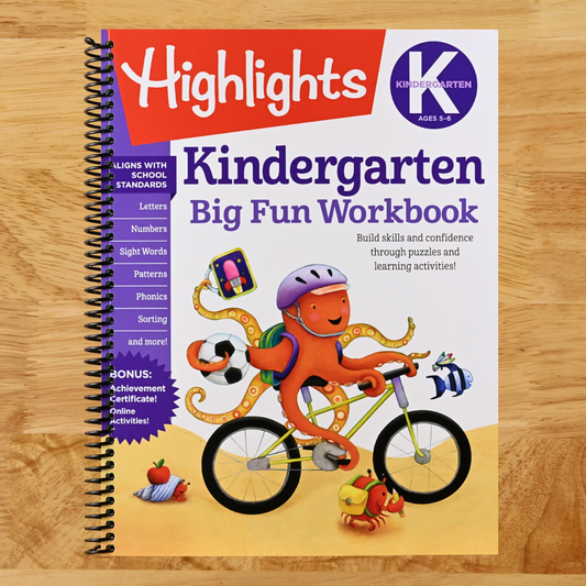 Kindergarten Big Fun Workbook: Kids Workbook with Tracing Worksheets, Alphabet Practice, Math Activities and Puzzles for Kindergarten Prep and Learning  (Spiral bound)