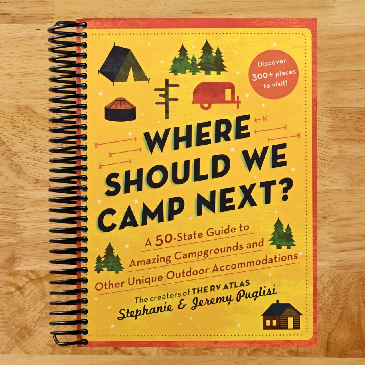 Where Should We Camp Next?: A 50-State Guide to Amazing Campgrounds and Other Unique Outdoor Accommodations (Father's Day Gift for Dad, RV or Camping Trip Guide for a Family-Friendly Summer Vacation) (Spiral bound) Happy Coil spiral bound book