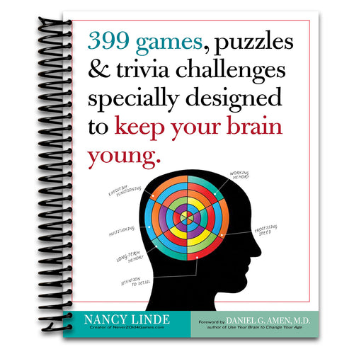 399 Games, Puzzles & Trivia Challenges Specially Designed to Keep Your Brain Young.   (Spiral bound)