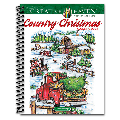 Creative Haven Country Christmas Coloring Book   (Spiral bound)