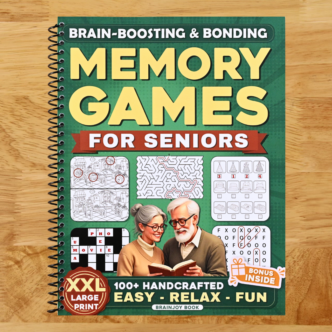Memory Games for Seniors: Brain Boosting & Bonding Adult Activity Books, Science-Based Large Print Puzzles with Word Search, Crossword and More to ... Dementia (Gifts for Elderly Men & Women) (Spiral bound) Happy Coil spiral bound book