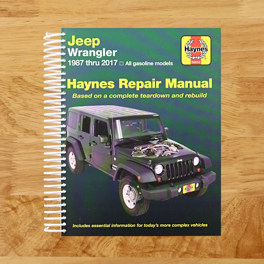Jeep Wrangler 4-cyl & 6-cyl Gas Engine, 2WD & 4WD Models (87-17) Haynes Repair Manual (Does not include info specific to diesel engine models. Includes coverage apart from specific exclusion noted)