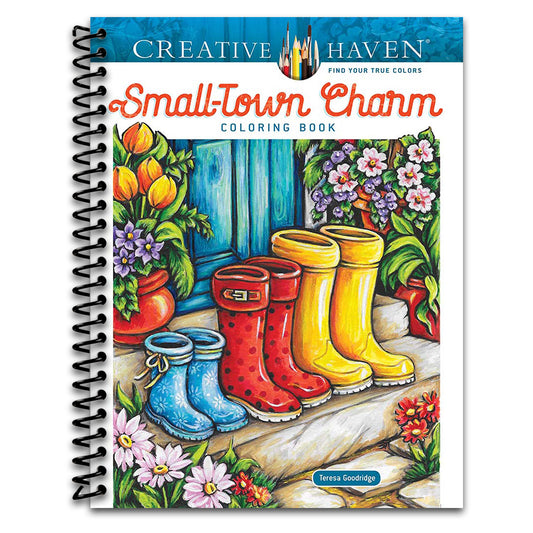 Creative Haven Small-Town Charm Coloring Book (Adult Coloring Books: In The Country)   (Spiral bound)