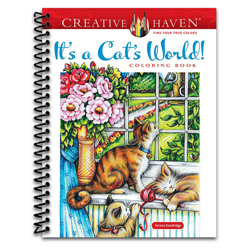 Creative Haven It's a Cat's World! Coloring Book (Adult Coloring Books: Pets)   (Spiral bound)