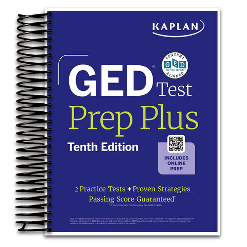 GED Test Prep Plus, Tenth Edition (2026): Includes a Diagnostic Pretest, 2 Full Length Practice Tests, 1000+ Practice Questions, and 60+ Online Videos (Kaplan Test Prep) (Spiral bound) Happy Coil spiral bound book