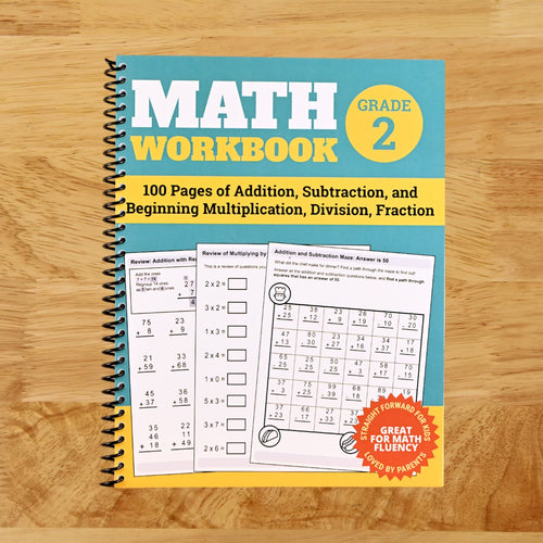 Math Workbook Grade 2: 100 Pages of Addition, Subtraction, and Beginning Multiplication, Division, Fraction (Spiral bound) Happy Coil spiral bound book