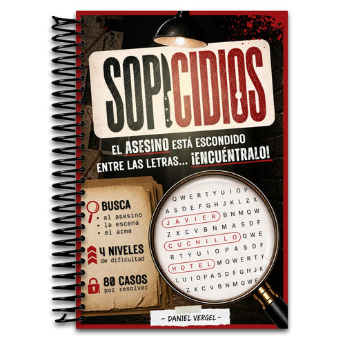 SOPICIDIOS: El asesino está entre las letras y tú eres el único detective capaz de encontrarlo - 80 sopas de letras de crímenes para resolver - ... y true crime para adultos. (Spanish Edition) (Spiral bound) Happy Coil spiral bound book
