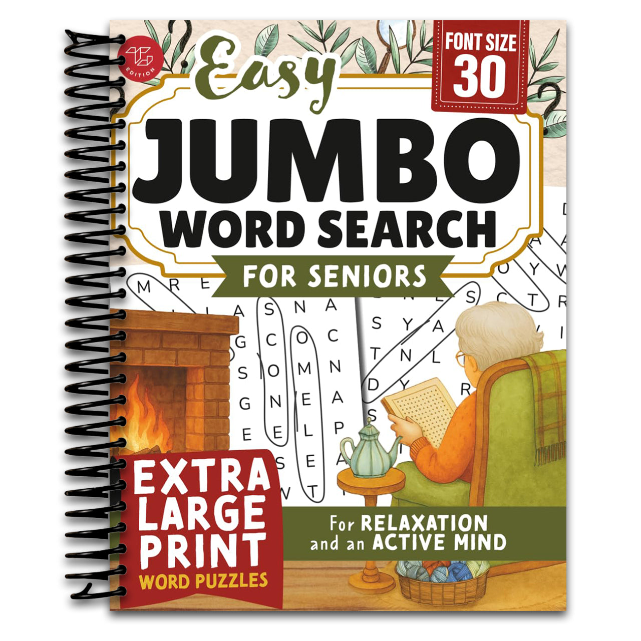 Easy Jumbo Word Search for Seniors: Extra Large Print Word Puzzles for Relaxation and an Active Mind (Word Find Books For Adults) (Spiral bound) Happy Coil spiral bound book