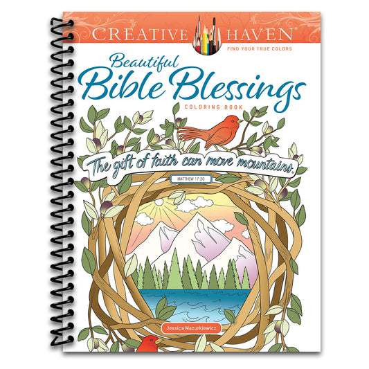 Creative Haven Beautiful Bible Blessings Coloring Book (Adult Coloring Books: Religious)   (Spiral bound)
